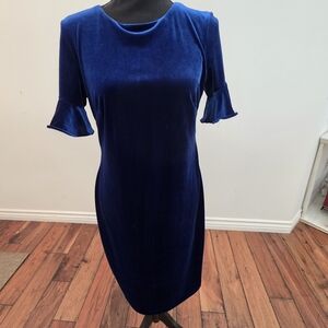 Calvin KLEIN Elegant Blue Velvet Dress